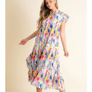 Multicolor Spotted Maxi Dress